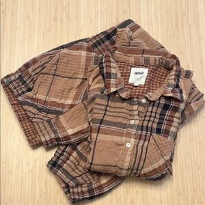 Aerie Checked Out Pajama Set, size L